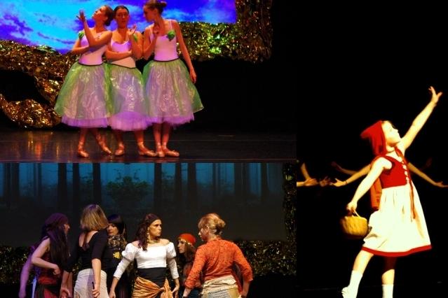 Collage Fabelwesen Hexen, Rotkäpchen und Feen