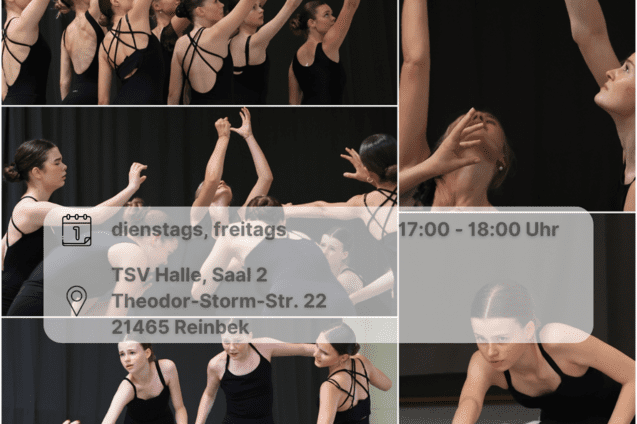 Collage verschiedener Ballettt&auml;nzerinnen in schwarzen Ballettanz&uuml;gen mit Datumsangabe.