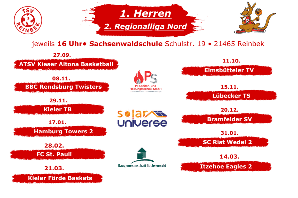 Spielplan der 1. Herren Basketball Spielplan der 1. Herren Basketball