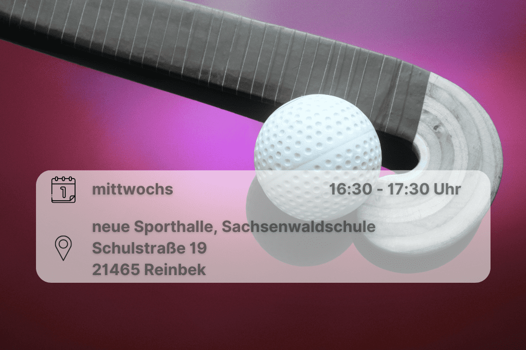 HockeytrainerIn gesucht Hockeyschläger mit Ball, inklusive Orts- und Datumsangabe