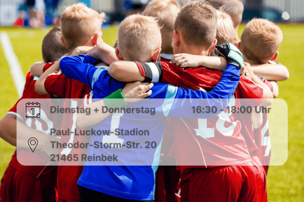 Trainersuche F-Jugend Jugendfußballmannschaft bildet Mannschaftskreis inklusive Orts- und Datumsangabe
