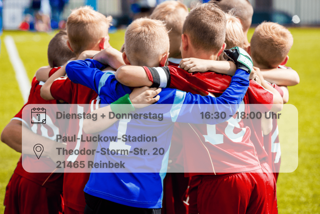 Trainersuche F-Jugend Jugendfußballmannschaft bildet Mannschaftskreis inklusive Orts- und Datumsangabe