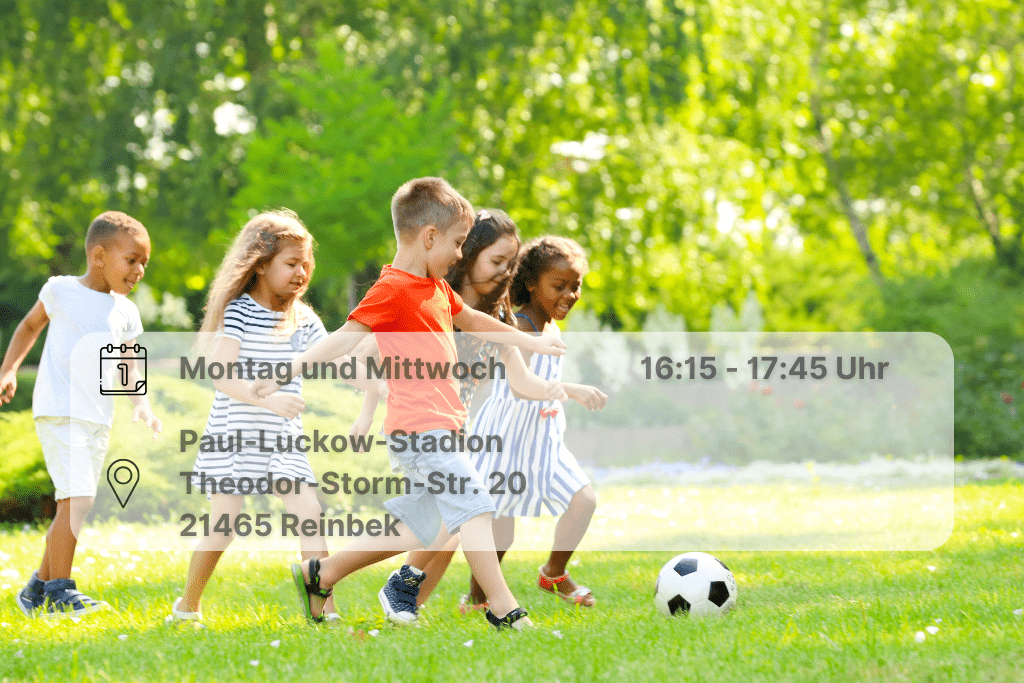 Aufruf Fußball Jahrgang 2020 kleine Fußballer kicken auf der Wiese inklusive Orts- und Datumsangabe für fußballinteressierte des Jahrgangs 2020