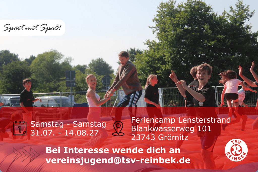 Kinder springen auf einer H&uuml;pfburg. Bild enth&auml;lt Orts- und Datumsangabe