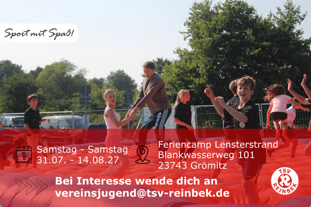 Kinder springen auf einer H&uuml;pfburg. Bild enth&auml;lt Orts- und Datumsangabe