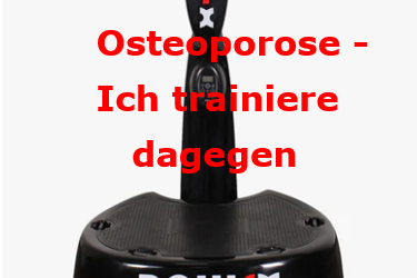Vibrationsplatte mit Titel Training gegen Osteoporose