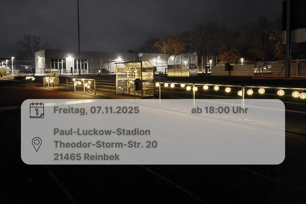 Laternenumzug Paul Luckow Stadion bei Nacht mit Lichterketten um die Banden