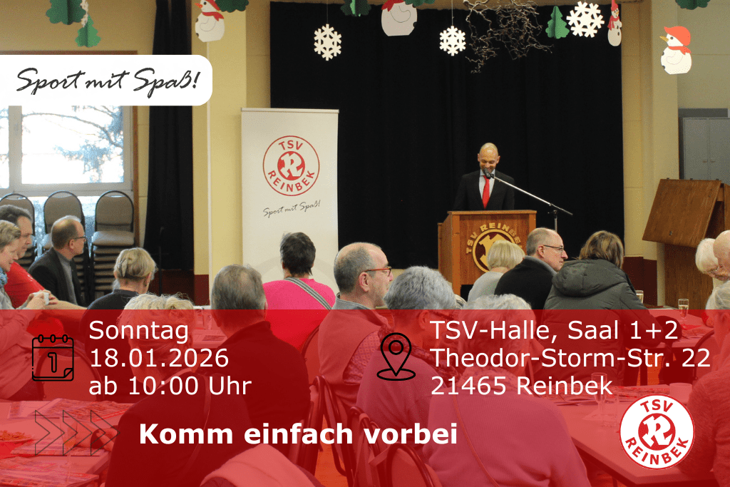 1. Vorsitzender, Sebastian David hält eine Rede auf dem Neujahrsklönschnack. Bild enthält Orts- und Datumsangabe