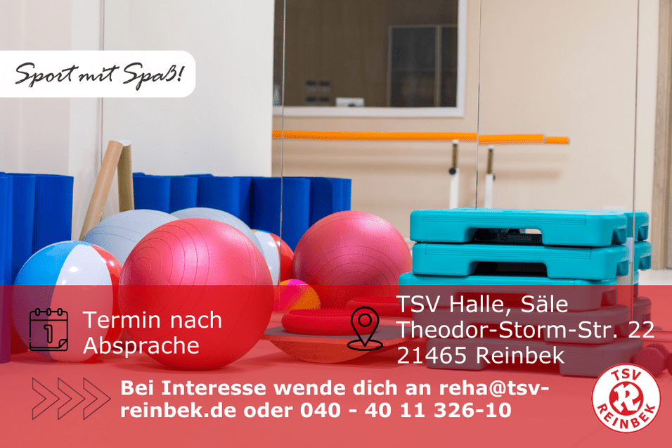 In einem Saal befinden sich Gymnastikb&auml;lle, Yogamatten sowie kleine Stepper. Bild enth&auml;lt Orts- und Datumsangabe