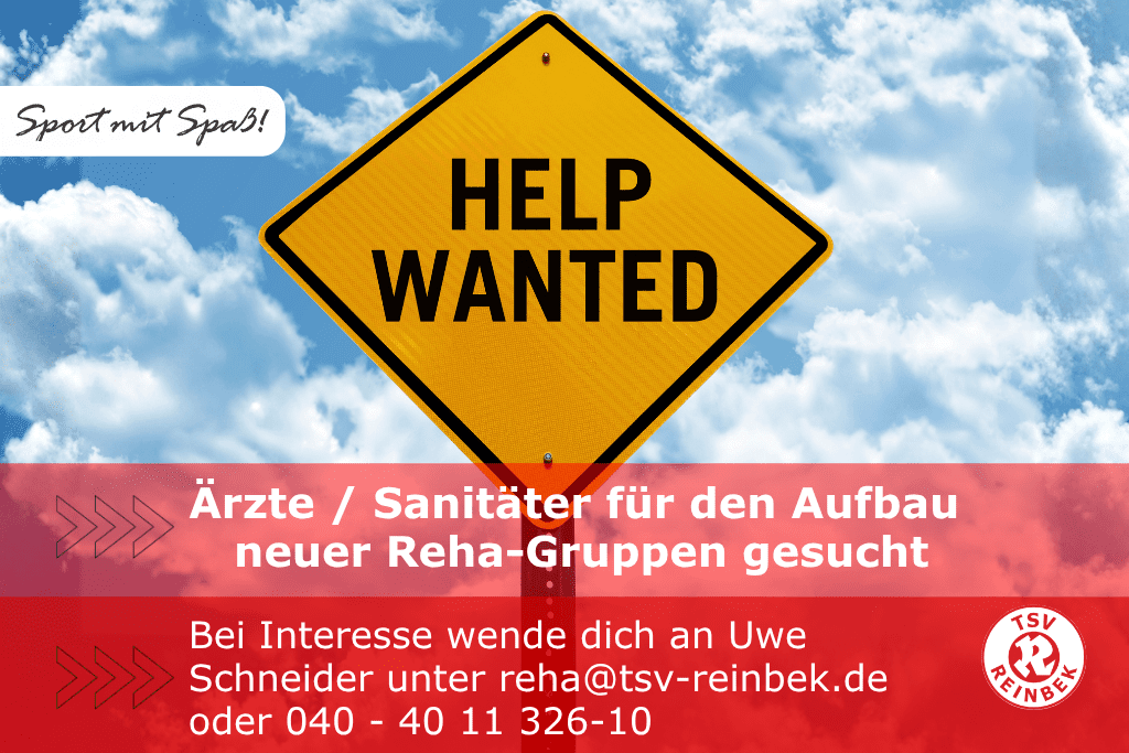 Gelbes Schild mit der Aufschrift "Help Wanted. Bild enth&auml;lt Kontaktangabe sowie Gesuch von &Auml;rzten oder Sanit&auml;tern
