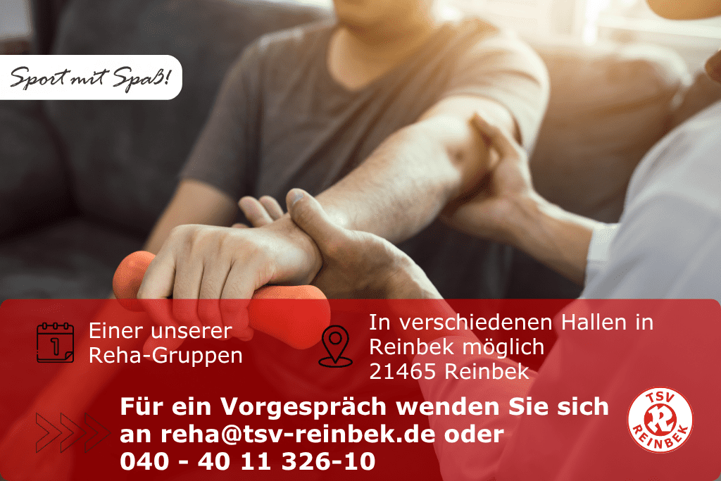 Mann h&auml;lt Hantel mit ausgestrecktem Arm fest. Der Arm wird von einer anderen Person festgehalten