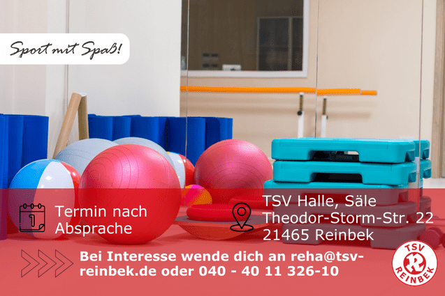 In einem Saal befinden sich Gymnastikb&auml;lle, Yogamatten sowie kleine Stepper. Bild enth&auml;lt Orts- und Datumsangabe
