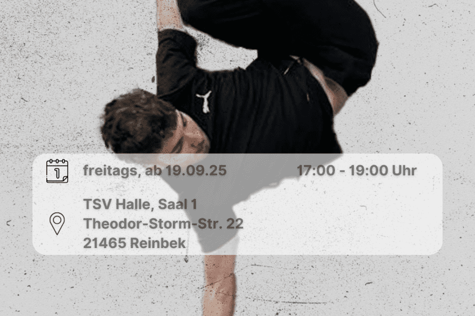 Breakdance - neues Angebot Rustam Mammadov macht eine Breakdance Pose. Inklusive Orts- und Datumsangabe