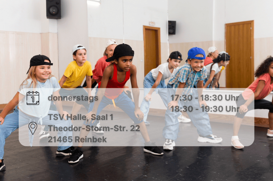 HipHop Jugendliche in hockender Tanzpose in Formation. Alle tragen ihr Käppi nach hinten gedreht Enthält Orts- und Datumsangabe