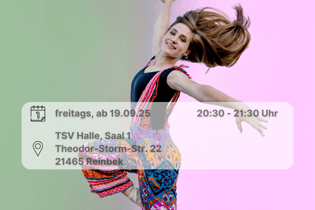 Solo Latin Dance Frau in tänzerischer Pose. Inkl. Orts- und Zeitangabe