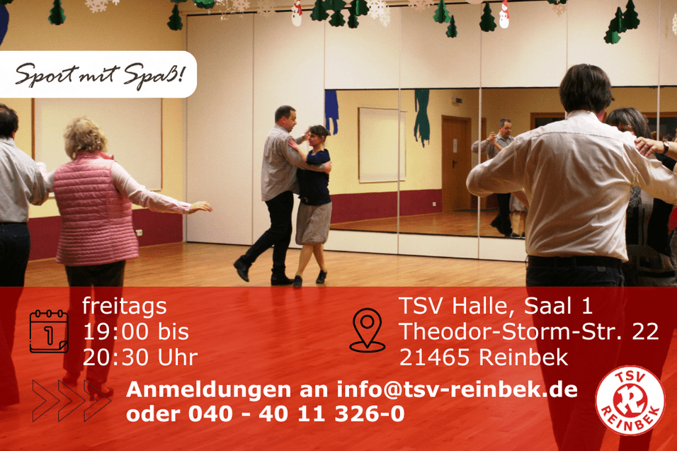 Hobbytanzgruppe Tanzpaare tanzen im Saal. Bild enthält Orts- und Datumsangabe