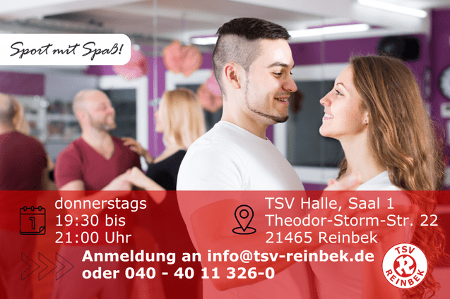 Mann und Frau tanzen im Tanzsaal. Bild enthält Orts- und Datumsangabe