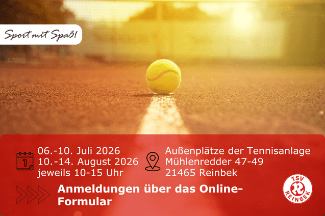 Tennisball liegt auf einer Tennislinie. Bild enth&auml;lt Orts- und Datumsangabe