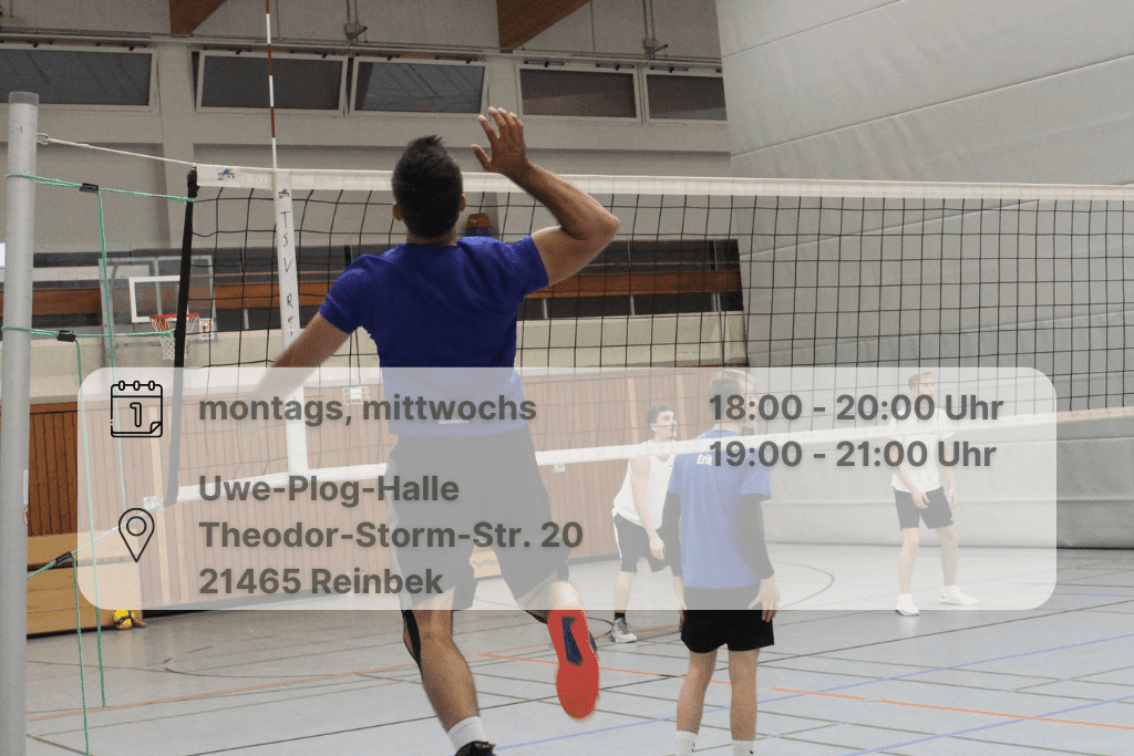 Volleyball Action Volleyballspieler schmettert Ball in die gegnerische Hälfte