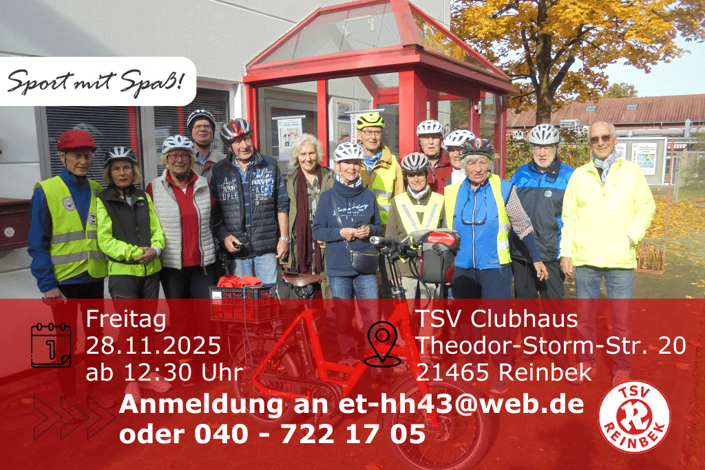 Radgruppe vor der Geschäftsstelle. Inklusive Orts- und Datumsangabe