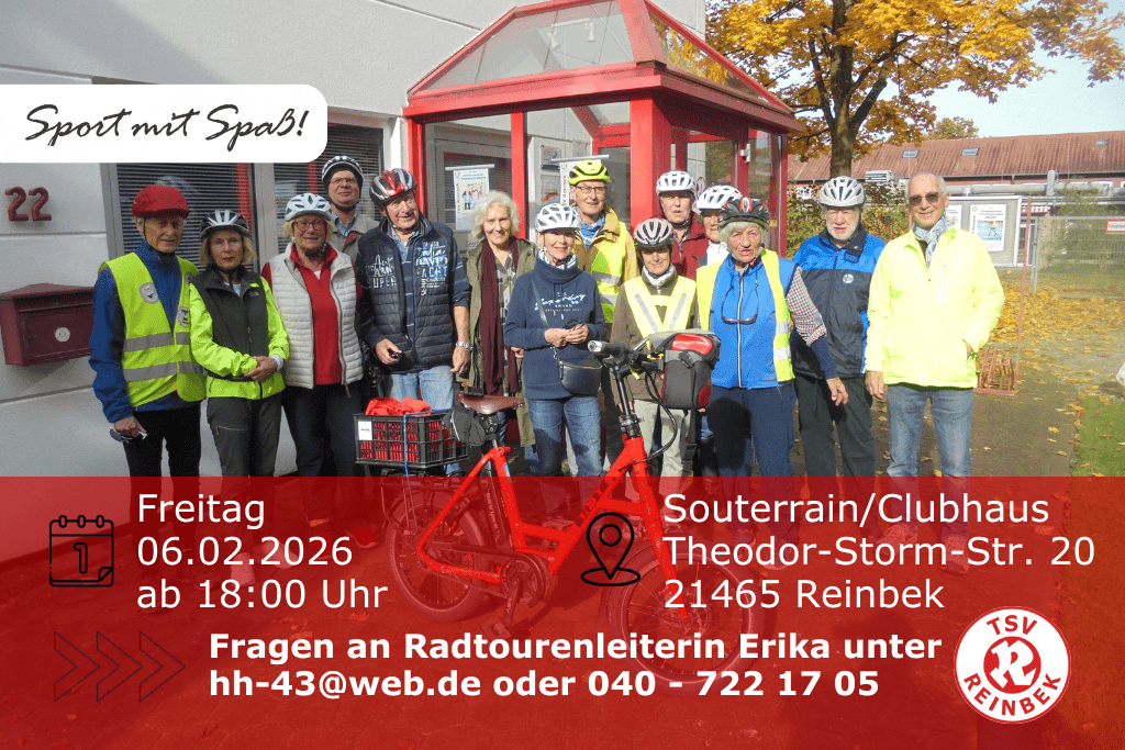 Radgruppe vor der Gesch&auml;ftsstelle. Inklusive Orts- und Datumsangabe