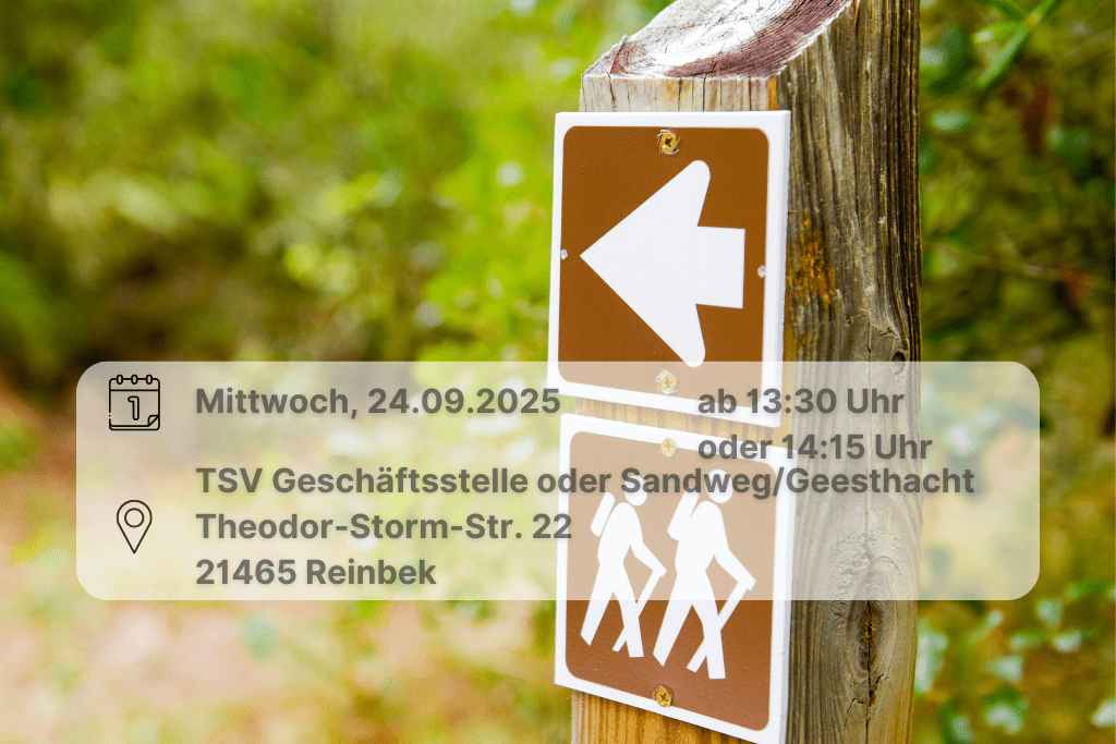 Seniorenwandern Tesperhude Wegweiser im Wald. Inklusive Orts- und Datumsangabe